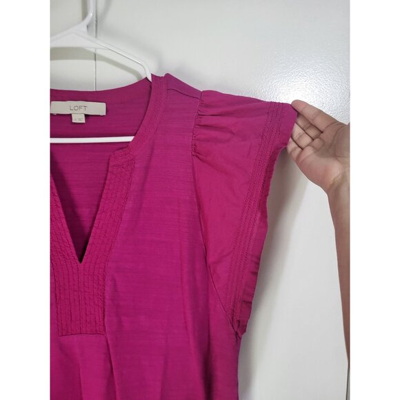 Ann Taylor LOFT Women's Medium Fuschia Flutter Sleeve Mini Dress - Picture 4 of 11